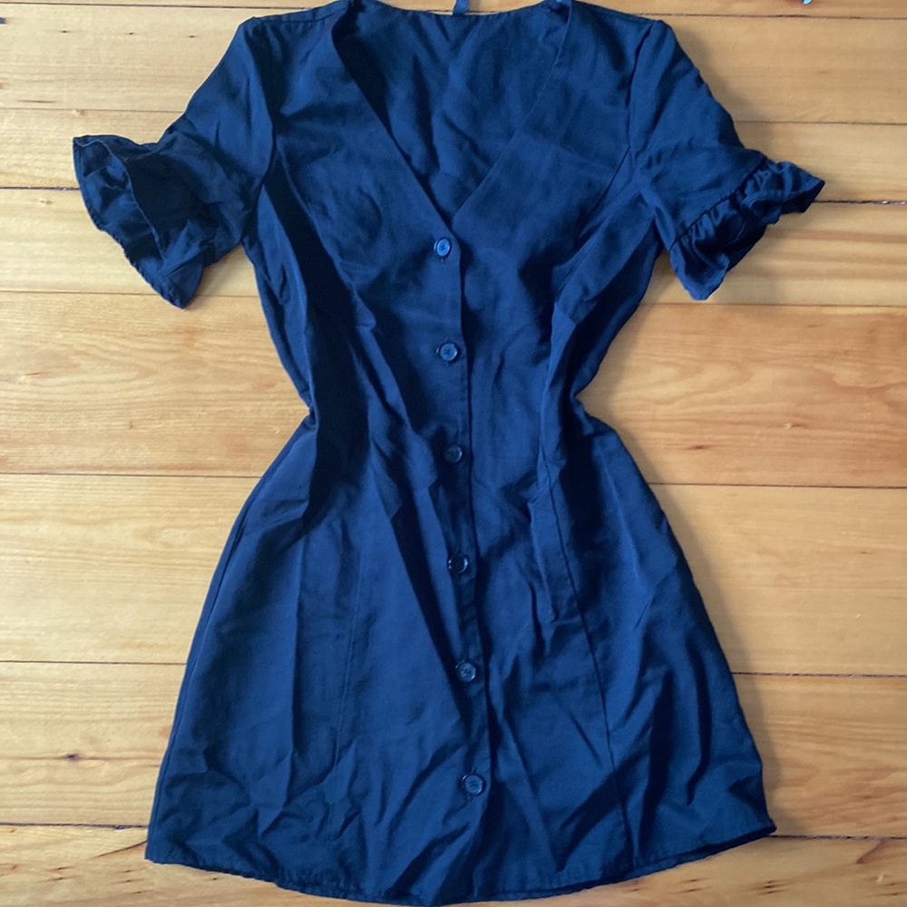 Zara mini dress size small button up puff sleeve black